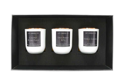 LJC Candle Co | Soy Candle Gift Box | 3 small white scented candles