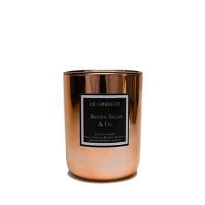 LJC Candle Co | Large rose gold wooden wick soy candle with rose gold lid | Handmade in Brisbane