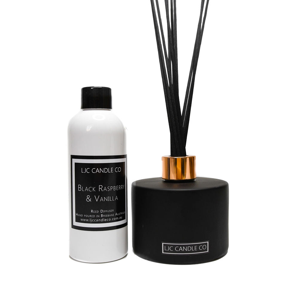 LJC Candle Co's Black Bamboo Reed Diffuser + Diffuser Refill
