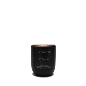 LJC Candle Co | Small black luxurious wooden wick soy candle with rose gold lid | Handmade in Brisbane