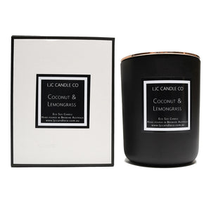 LJC Candle Co | Large black wooden wick soy candle with rose gold lid | Handmade in Brisbane