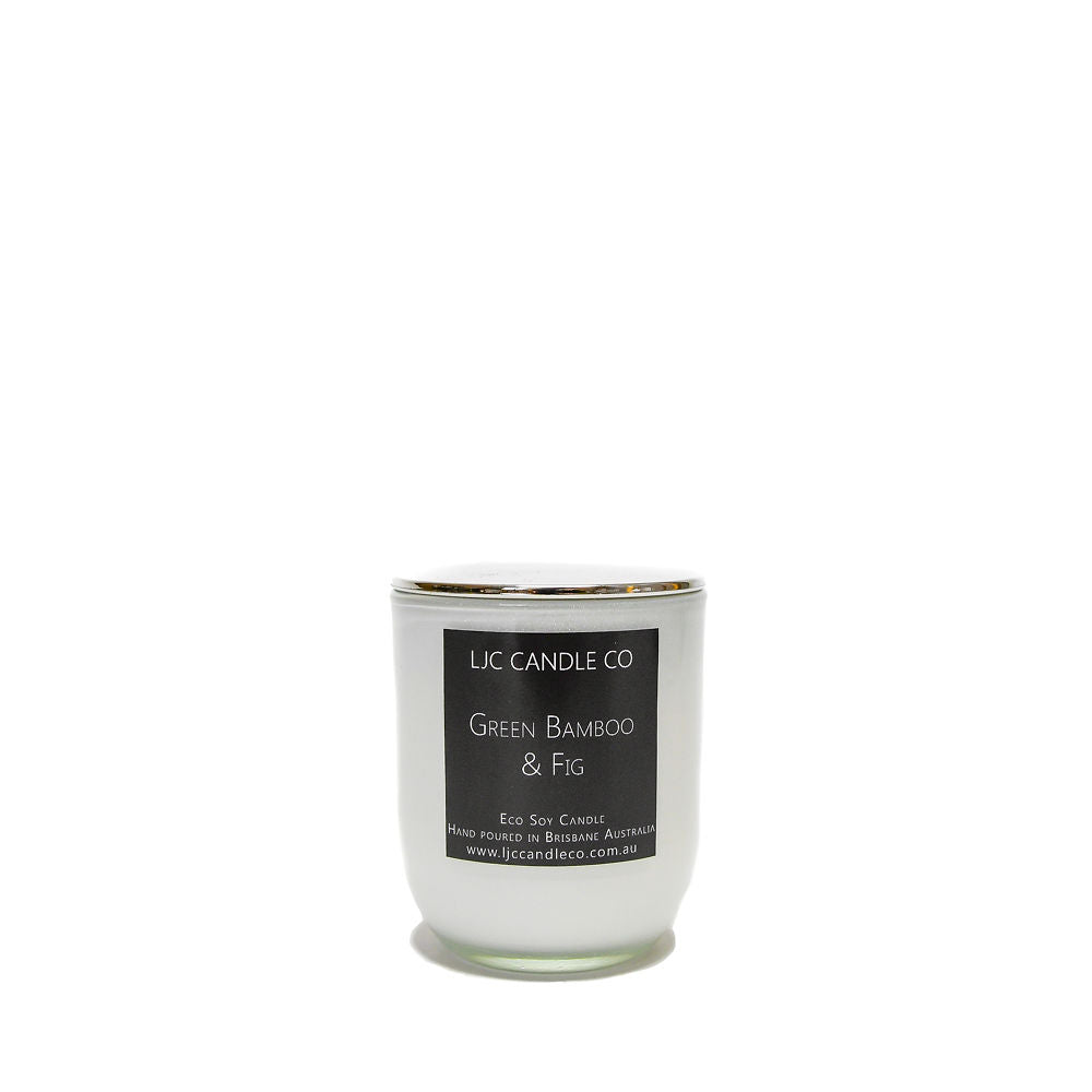 LJC Candle Co | Small white wooden wick soy candle with silver lid | Handmade in Brisbane