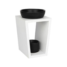 LJC Candle Co | Wooden Melt Burner - Matte White with black ceramic bowls